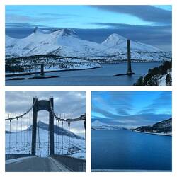 711 Meter lange Skjombrua-Brücke über den Skjomenfjord