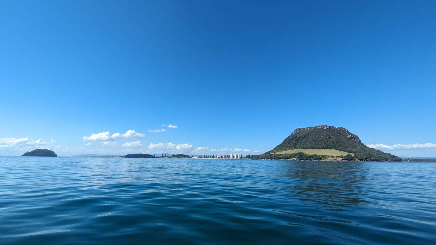 Glassy water approaching the Mount
