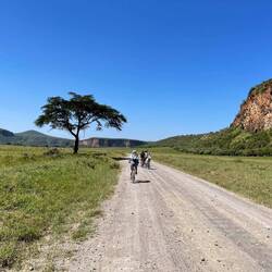 Our group cycling through Hells Gate National Park
