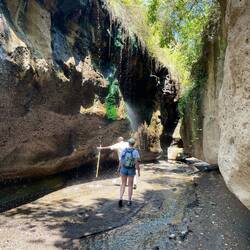 Walking through the gorge of Hells Gate National Park
