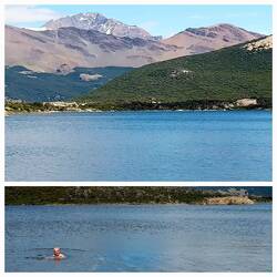 Tomi badet in der Laguna Capri