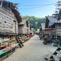 Handmade items on the tables for us tourists to buy