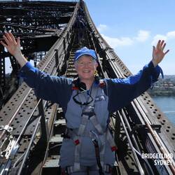 Headed to the top of the bridge