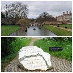 View from the bridge over the River Cam / Xu Zhimo memorial stone
