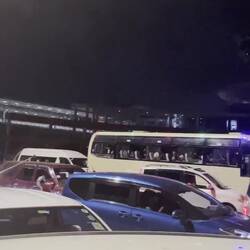 The absolute chaos in the parking lot of Mombasa station