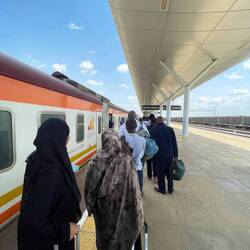 Boarding the train to Mombasa