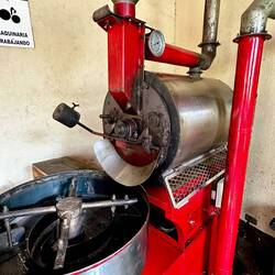 Roasting for 2 hours for dark roast, 1 hour for medium