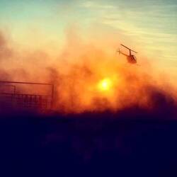 Helicopter fighting fire