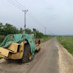 Some rotting construction machines at an abandoned construction site. 😢