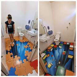 Selbst die Toiletten beinhalteten optische Täuschungen.