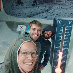 Am nächsten Tag im Sturmraum des Antarctic Centre.