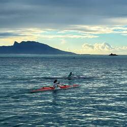 Canoes passed back-and-forth all day