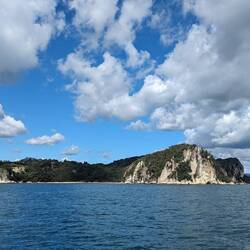 Enjoying the cliffs as we approached Whitianga