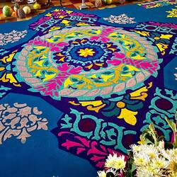 Coloured sawdust, must have taken hours