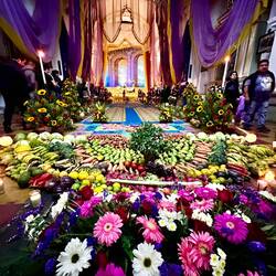 Flowers, Veg and Sawdust offering