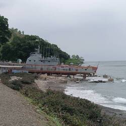 Seemed to be an Indonesian ship from the Times of resistance, left here as a monument.