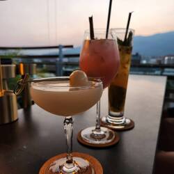 Cocktails we got at the rooftop bar