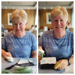 My wife, the needle felter & her Sea Turtle