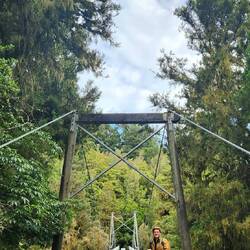 Clearwater River swingbridge to start the hike to Matheson Lake