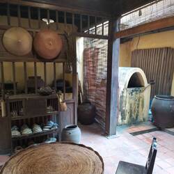 Kitchen with rain barrel(the white on the right)