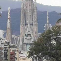 Zufällig aus der Ferne einen Blick auf die Sagrada Familia erhascht