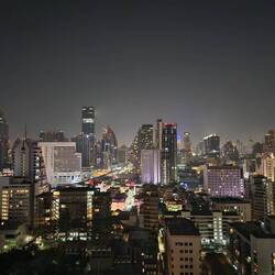 Skyline from rooftop bar called pastel