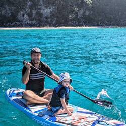 Oakley and Dave off for a paddleboard