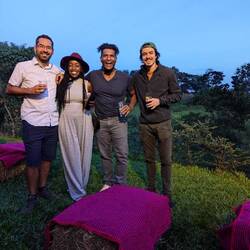 Us at the Cocktail Festival- from left to right: me, Susan, Mike and Romain