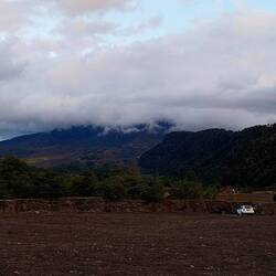 Der Villarica in Wolken