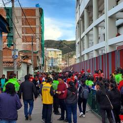 Outside the stadium before the game