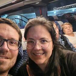 Kurz vor der Abfahrt im Nachtbus.