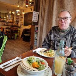 Atina's lights were made out of kitchen utensils: colanders, whisks, graters...