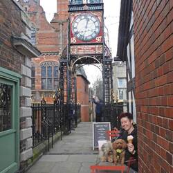 Finishing our walk with ice cream and a beer at Eastgate Clock