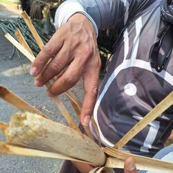 Sticky rice with mung bean, snack with bio disposable wrapper