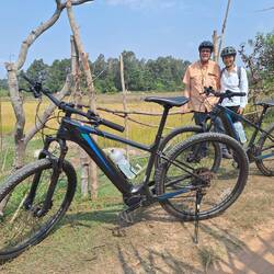 So glad to have these good quality e-bikes. Rice field and water buffalo.