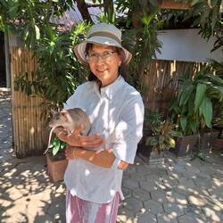 Nancy holding Valerie, our guides favorite Hero rat because she plays with him.