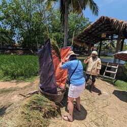 Ann learning how to cane her husband