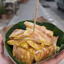 Sweetcorn and egg roti (topped with condensed milk) super yum and fresh, 8/10