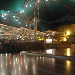 The ambiance provided by the various sorts of lights in the restaurants was quite pleasant.