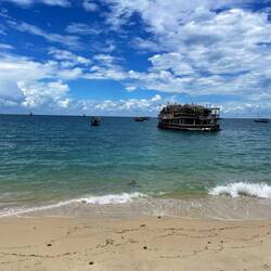 Little restaurant island at the beach