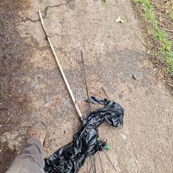 The fishing umbrella that got wrapped round Rainboat's propeller