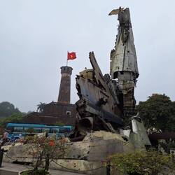 Downed US plane monument to air defense outside Hanoi Flag Tower