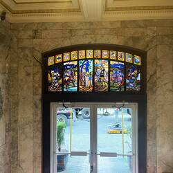 Armorial pretensions at The Sylvia in a lovely stained glass.
