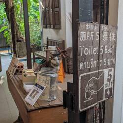 The toilet attendant was a bit grumpy