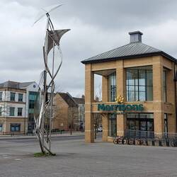 Cambourne; Morrisons supermarket and flight themed sculpture