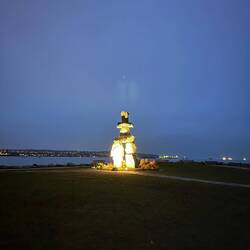 Inukshuk, a mythical symbol of the Inuit peoples. It was used as a sign of welcome.