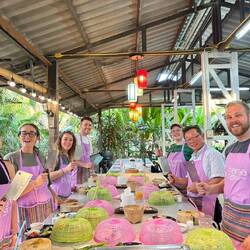 Don't we look great in our snazzy purple aprons