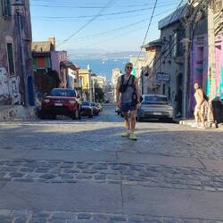 Die Beine dünn gemacht, damit mehr vom schönen Ausblick zu sehen ist!