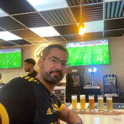 Me going through the tasting samples in the "Crafty Bee’s Brewing Company”