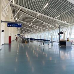 Almost nobody was at the gate in the waiting hall